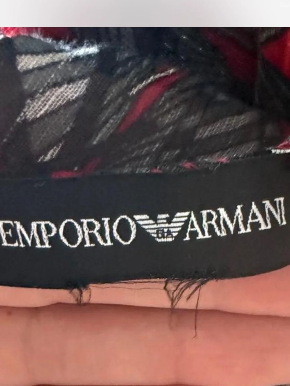 Emporio Armani Red and Black Geometric Print Scarf